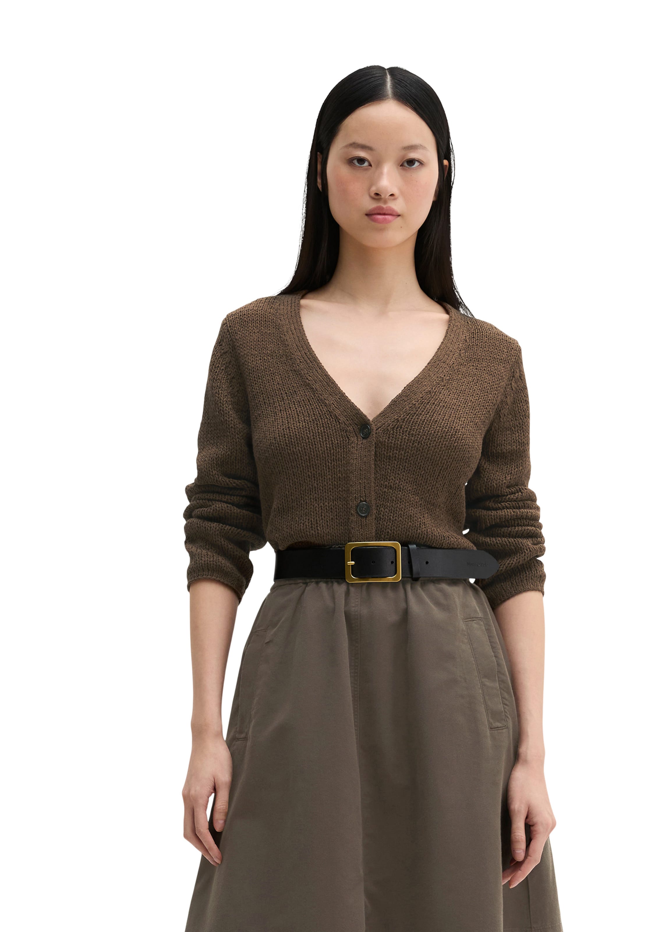 Marc O'Polo Strickjacke in Braun: Vorderseite