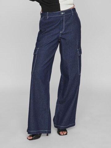 VILA Wide leg Cargojeans 'KURILA' in Blauw: voorkant