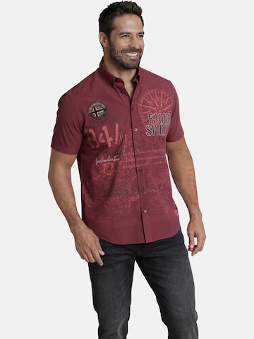 Jan Vanderstorm Comfort fit Button Up Shirt ' Christmar ' in Red: front