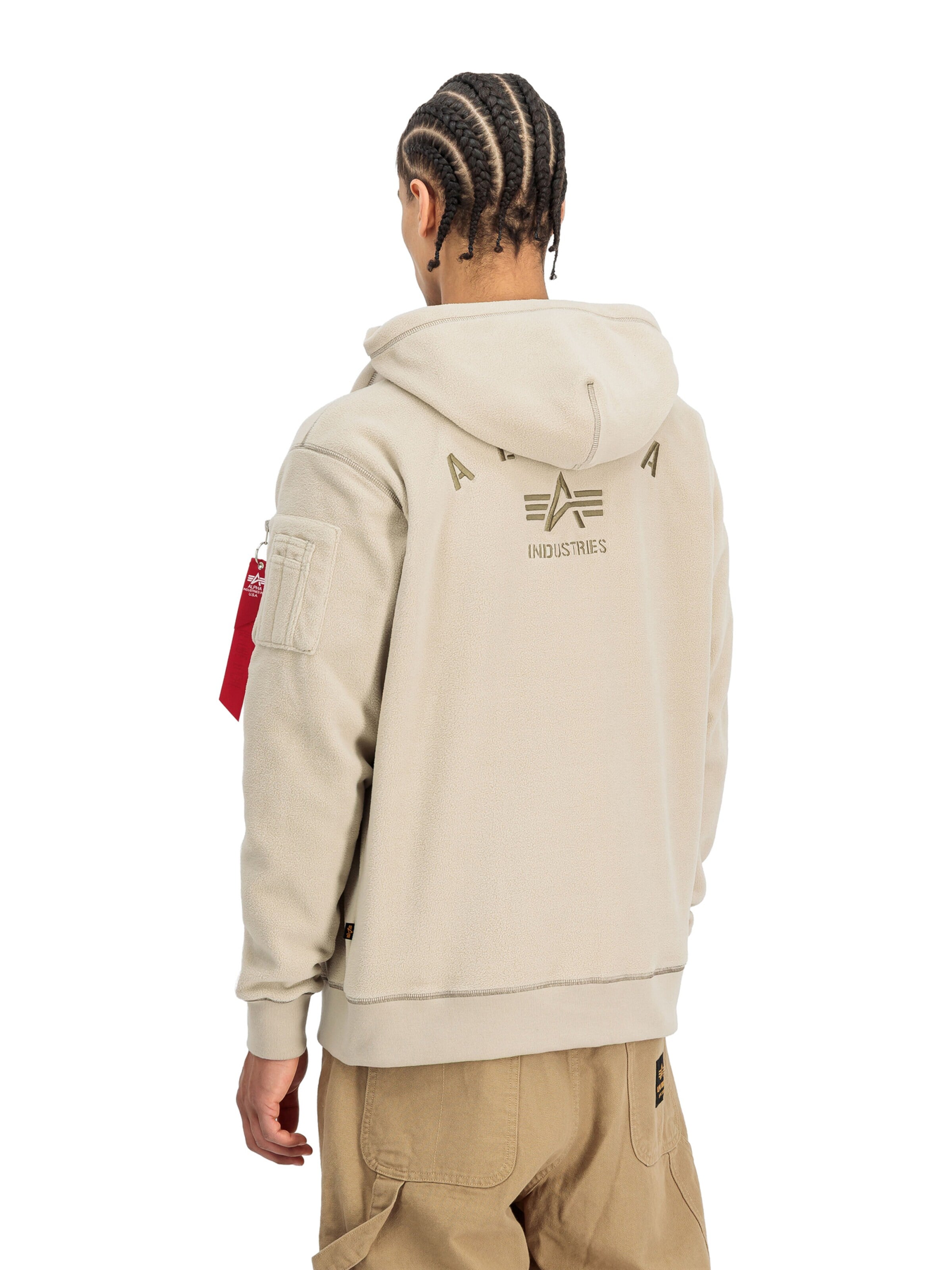 ALPHA INDUSTRIES Zip-Up Hoodie in Beige