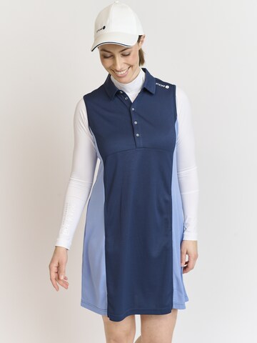 Backtee Dress 'Dobby' in Blue: front
