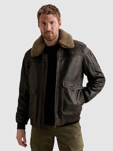 PME Legend Übergangsjacke 'A-2 Snowprop leather jacket' in Braun: Vorderseite