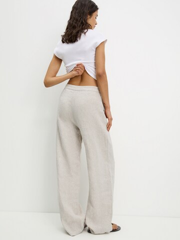 Pull&Bear Wide leg Bandplooibroek in Beige