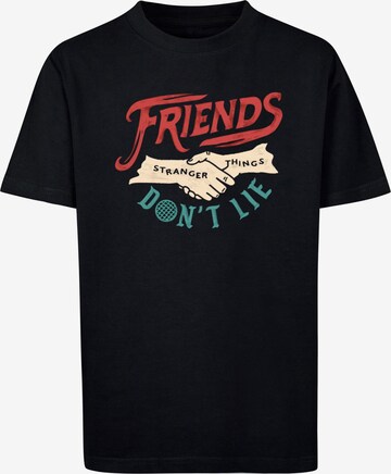 ABSOLUTE CULT Shirt 'Stranger Things - Friends Dont Lie Hands' in Zwart: voorkant