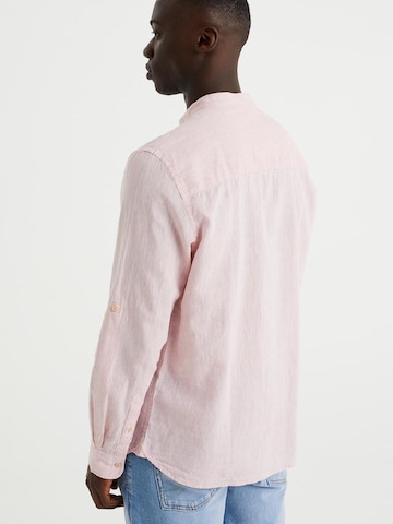 WE Fashion Slim fit Button Up Shirt in Pink