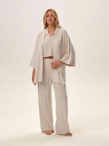 ESOTIQ - Albornoz corto 'Jersey-Hausmantel in Midilänge mit offener Front Jen L/XL' en beige