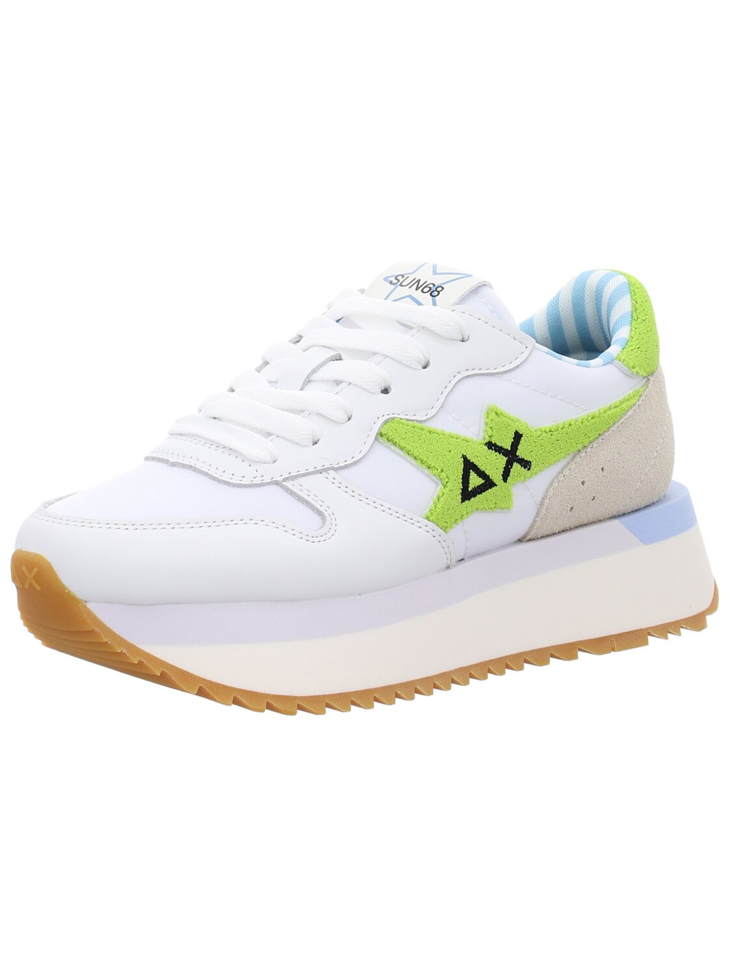 SUN68 Athletic Lace-Up Shoes in White: front