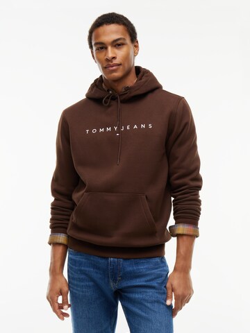 Tommy Jeans - Sweatshirt 'LINEAR' em castanho: frente