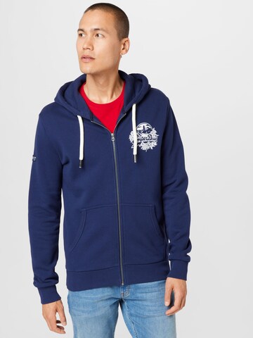 Superdry Zip-Up Hoodie in Blue: front