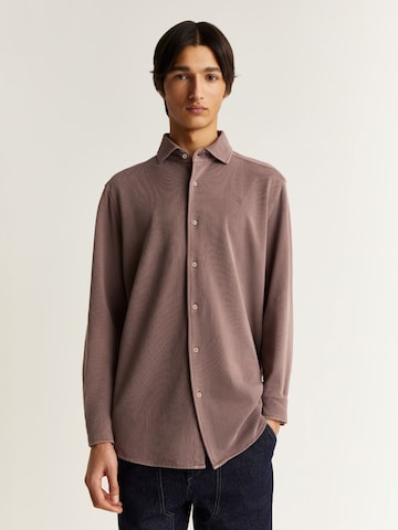 Scalpers Regular fit Button Up Shirt 'New Honeycomb' in Purple: front