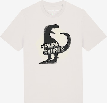 Watapparel Shirt 'Papasaurus' in Weiß: Vorderseite