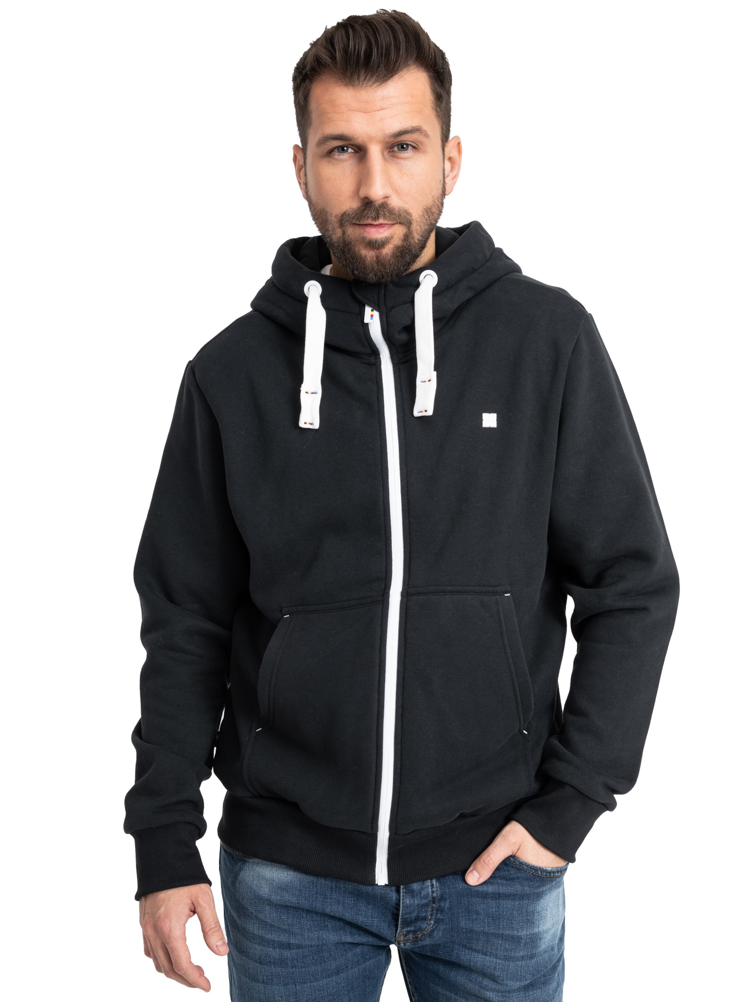 deproc Sweatjacke 'FinnCMYK II MEN' in Schwarz: Vorderseite