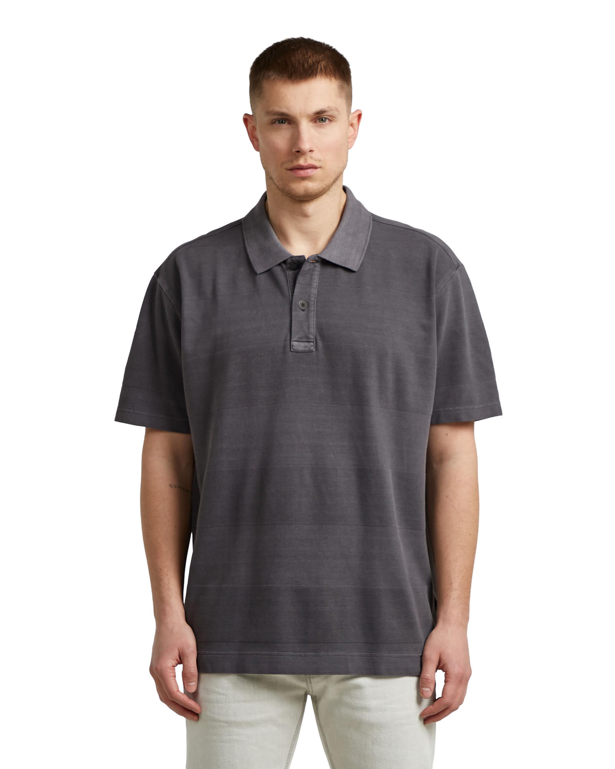 G-STAR Polo - 'Washed Jacquard Relaxed Polo' in Grau: Vorderseite