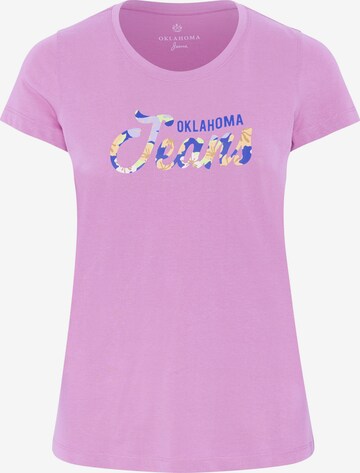 Oklahoma Jeans Shirt ' mit floralem Label-Akzent ' in Purple: front