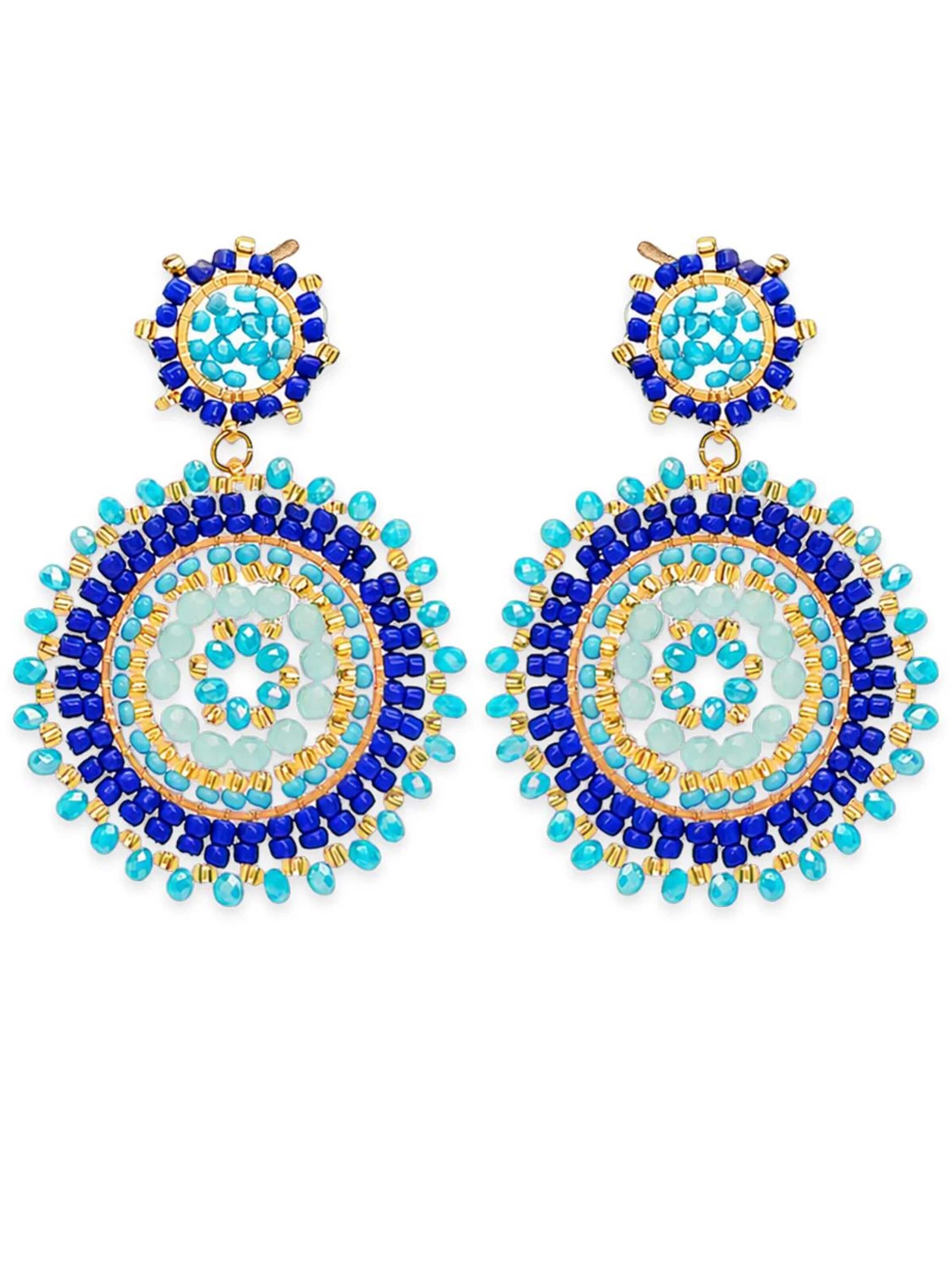 Alster Herz - Pendientes 'Capri Blue Mosaic' en azul: frente