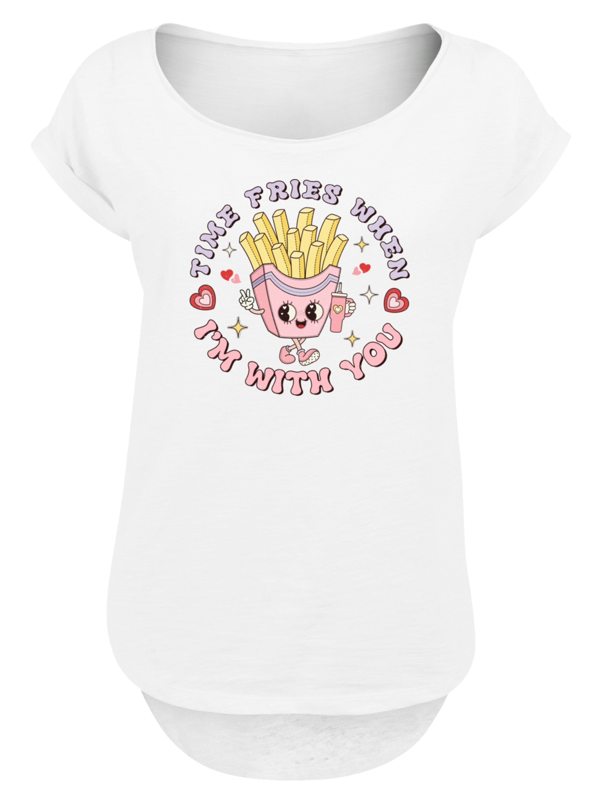 F4NT4STIC Shirt 'Time Fries when I am with you Valentinstag' in Wit: voorkant