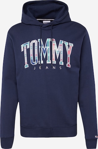 Tommy Jeans Mikina 'Tartan' – modrá: přední strana