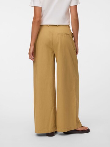 VERO MODA Wide leg Bandplooibroek 'VMNova' in Beige