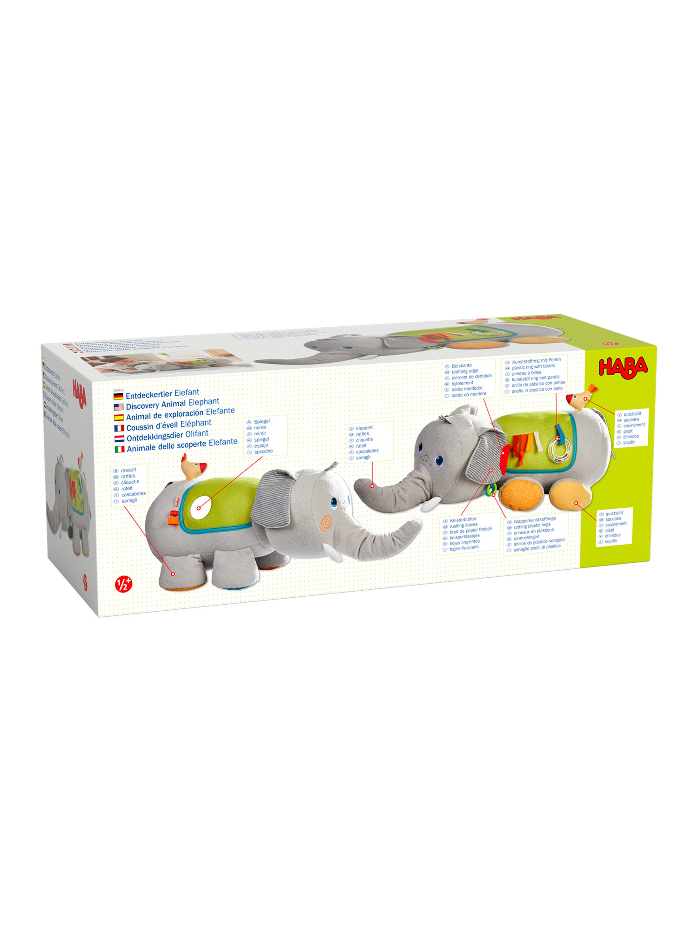 HABA Stuffed animals ' Entdeckertier Elefant ' in Grey