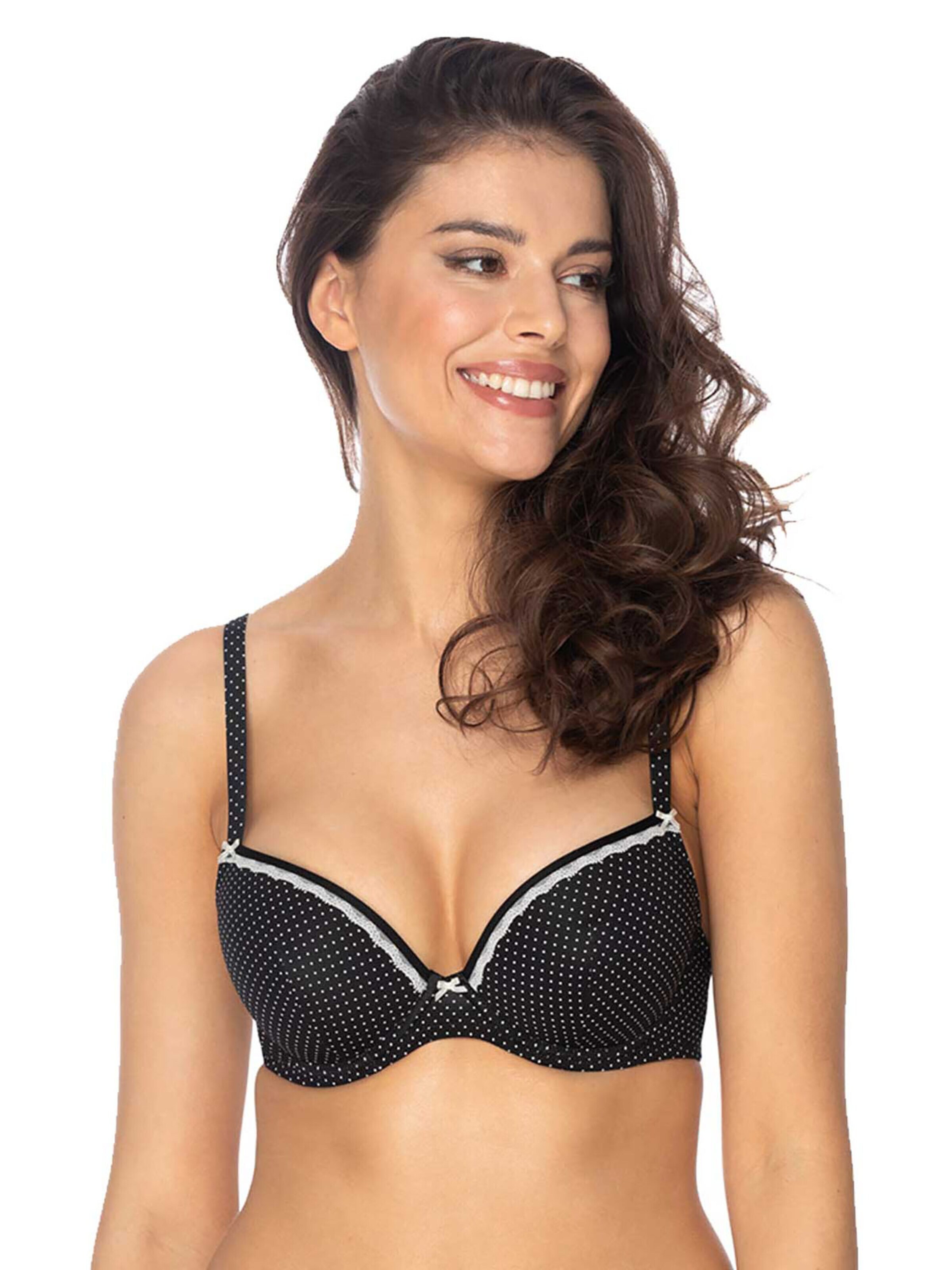 VIANIA Classic Bra 'Dotty' in Black: front