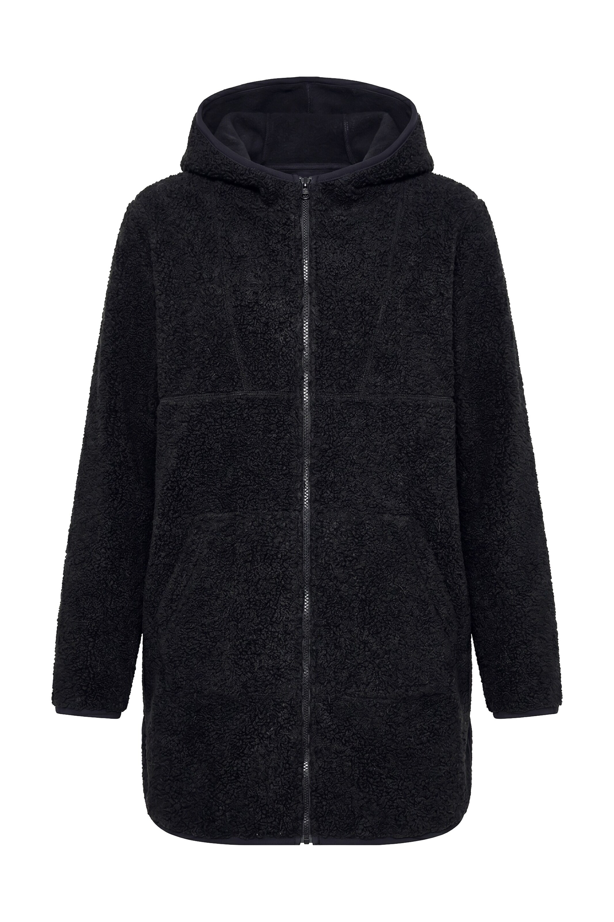 Ulla Popken Fleece jas in Zwart: voorkant