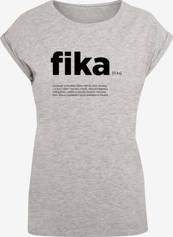 Mister Tee Shirt 'Fika Definition' in Grey: front