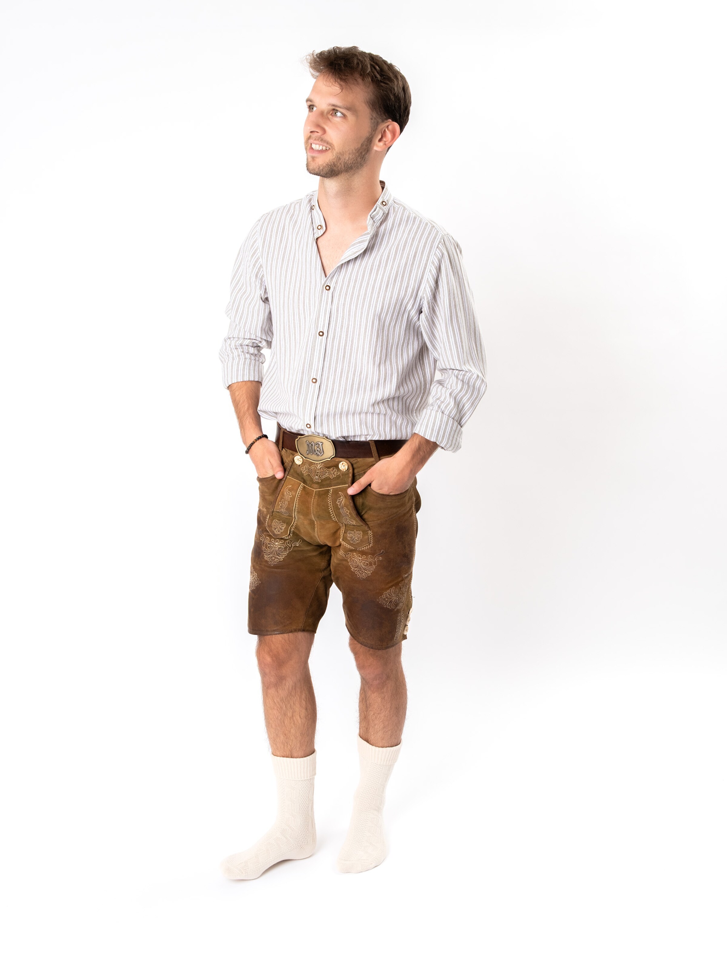 HerzSticht Traditional socks 'Enzian' in Beige