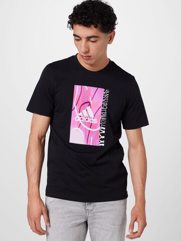 ADIDAS SPORTSWEAR Functioneel shirt 'Bagde of Sport Courts Graphic' in Zwart: voorkant