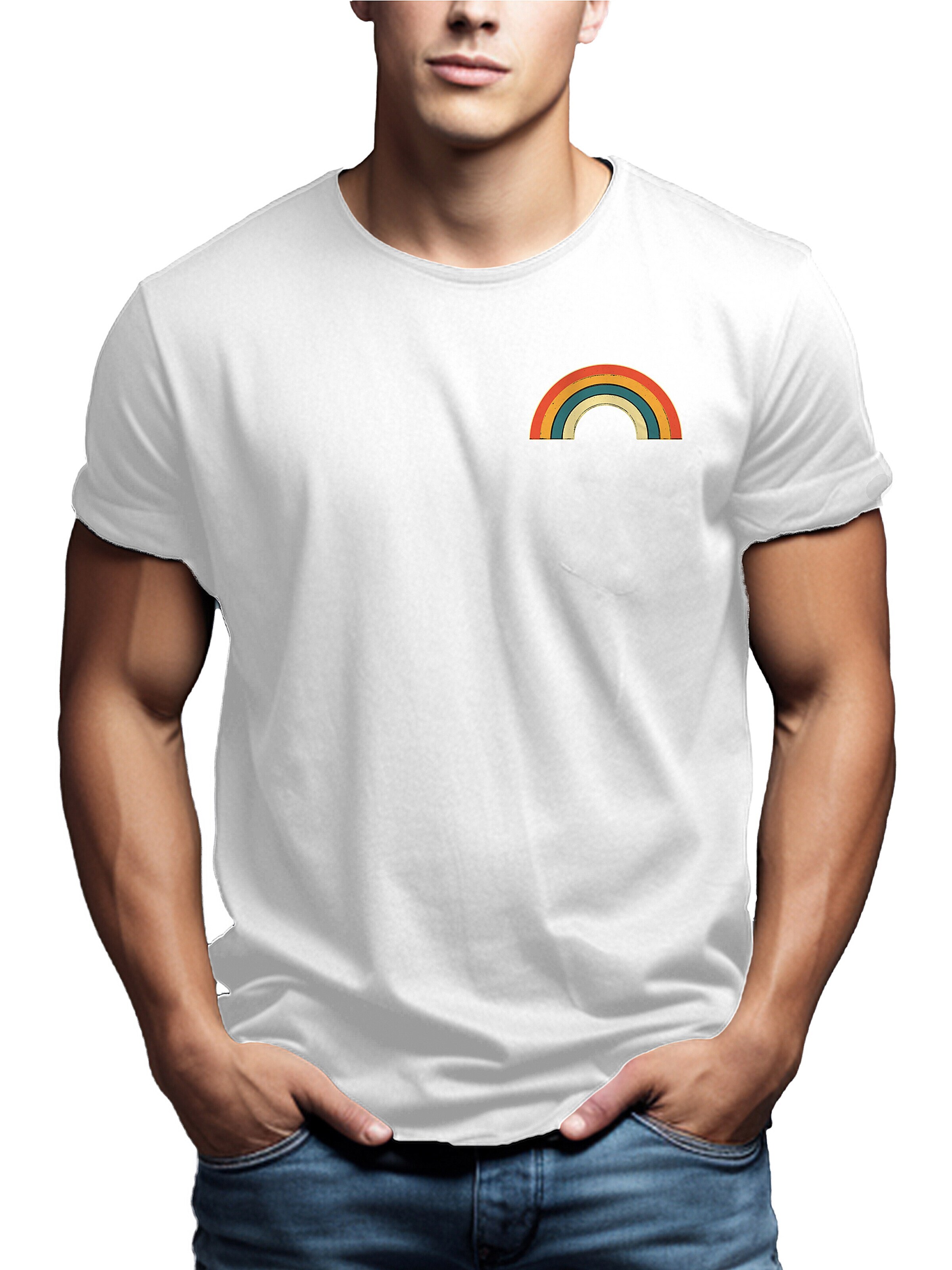 MAKAYA Shirt 'Rainbow' in White: front