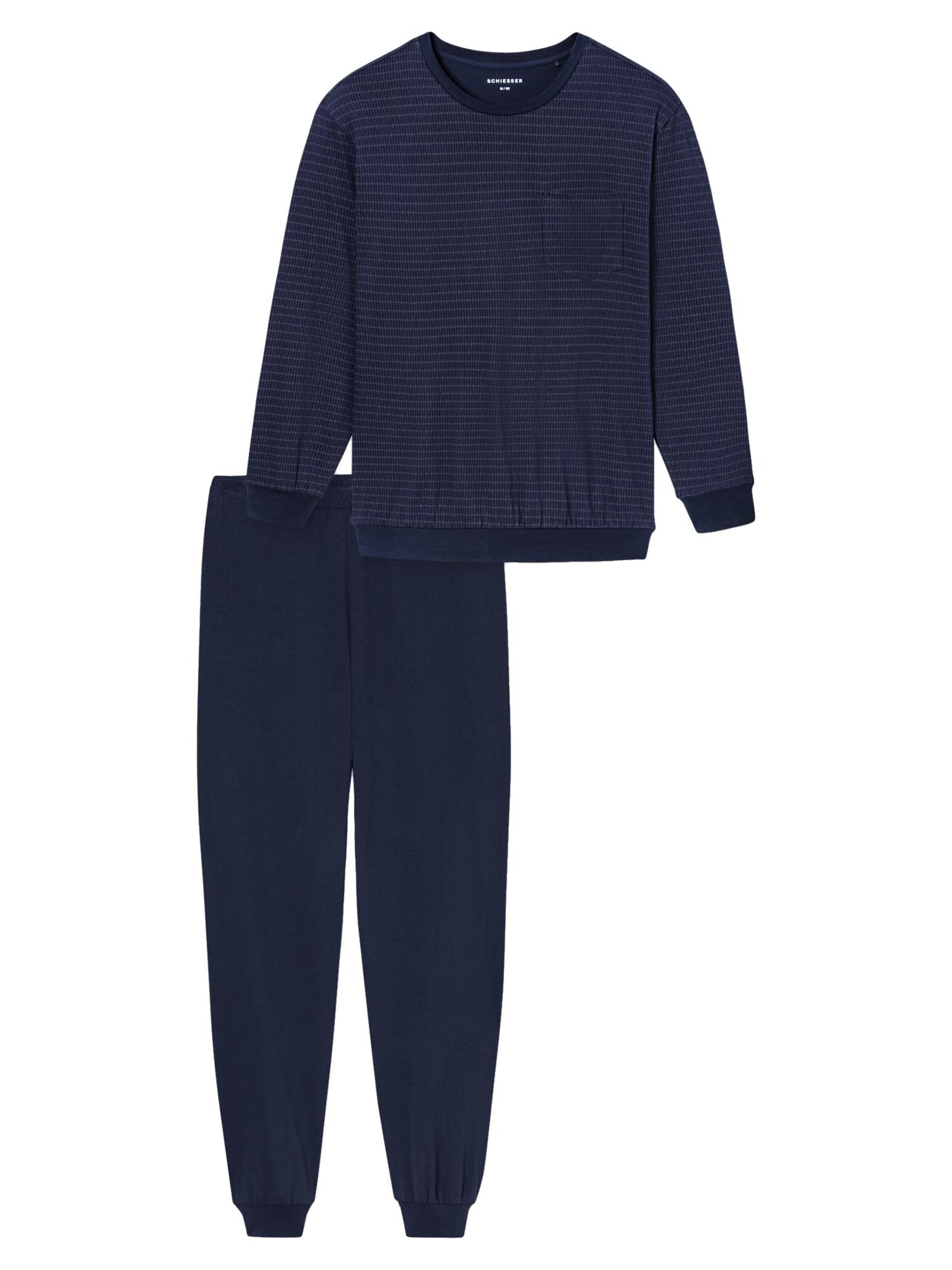 SCHIESSER Pyjama lang 'Comfort Essentials'‌‌‌‌‌‌‌‌‌‌ in Blau: Vorderseite
