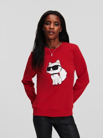 Karl LagerfeldSweater majica ' Choupette ' - crvena boja: prednji dio