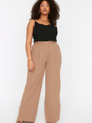 Trendyol Curve Wide leg Bandplooibroek in Bruin