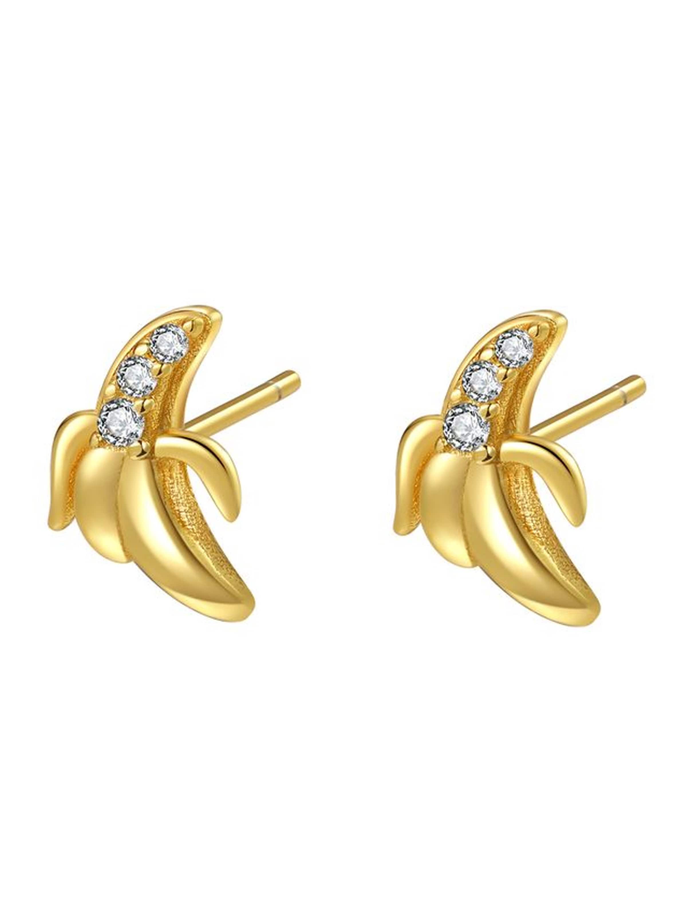 Hey Happiness - Pendientes 'Sunny Banana' en oro: frente