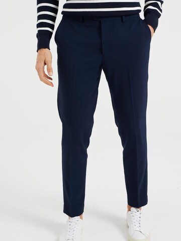 WE Fashion Slimfit Pantalon in Blauw: voorkant