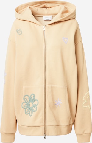 florence by mills exclusive for ABOUT YOU Zip-Up Hoodie 'Phoenix' in Beige: front