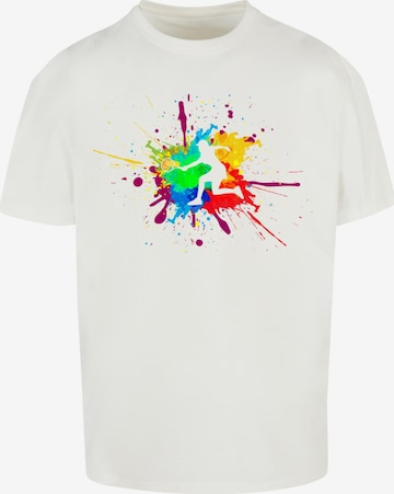 Merchcode T-Shirt 'Color Splash Player' in Weiß: Vorderseite
