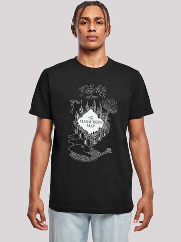 F4NT4STIC Shirt 'Harry Potter The Marauder's Map' in Black: front