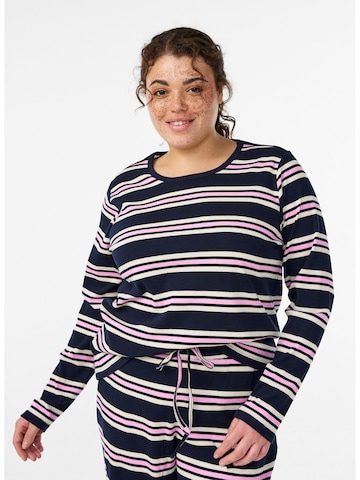 Zizzi Pajama shirt 'Meillie' in Blue: front