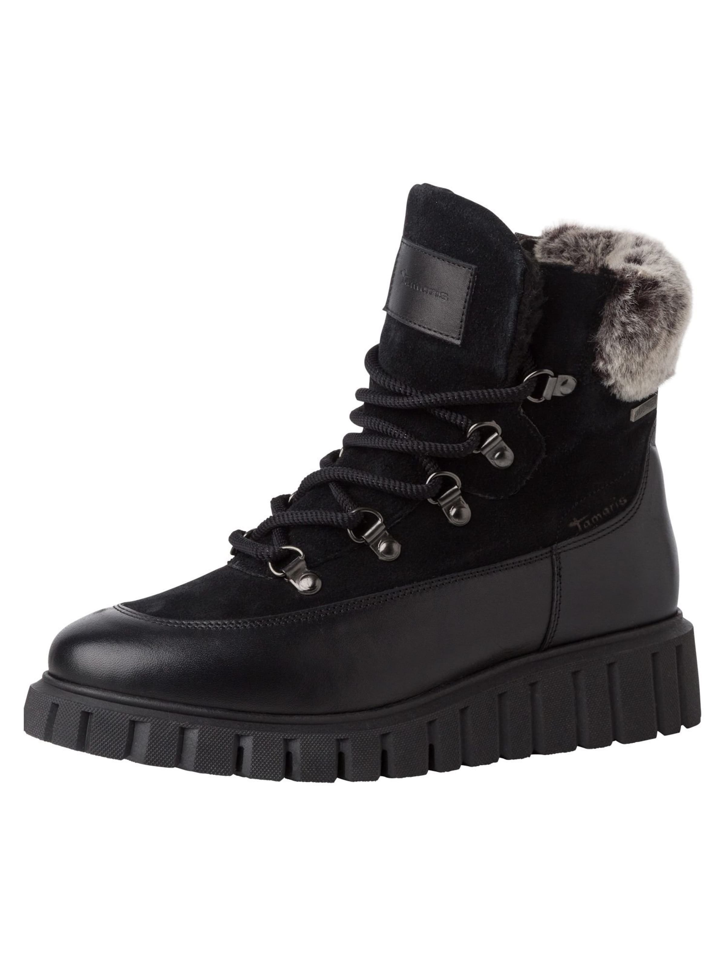Tamaris Lace-up boot in Black: front