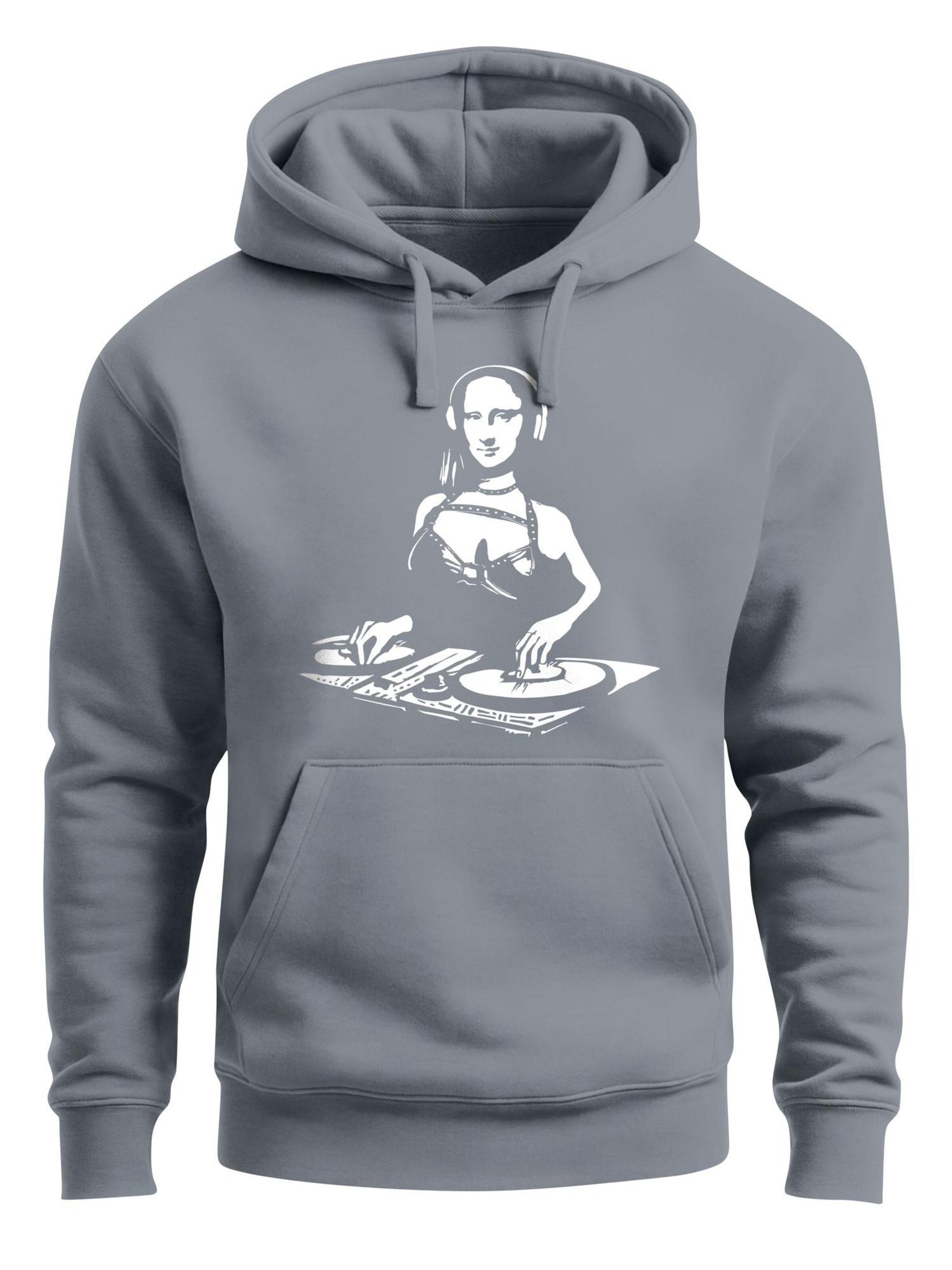 Neverless Sweatshirt 'Mona Lisa DJ' in Grey: front