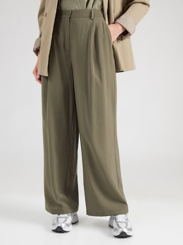 MORE & MORE Wide leg Pleat-Front Pants in Green: front