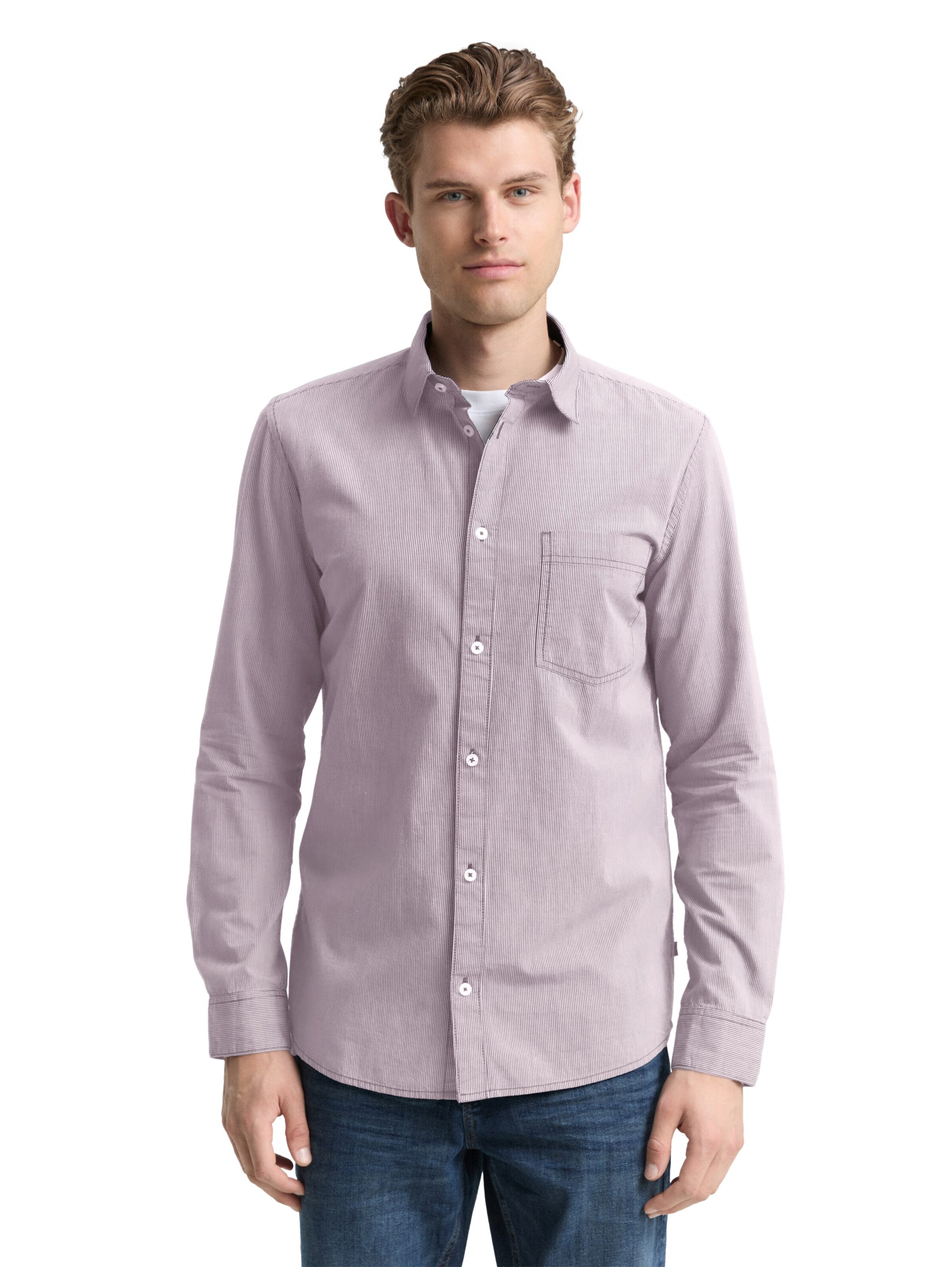 TOM TAILOR Regular fit Button Up Shirt in Purple: front