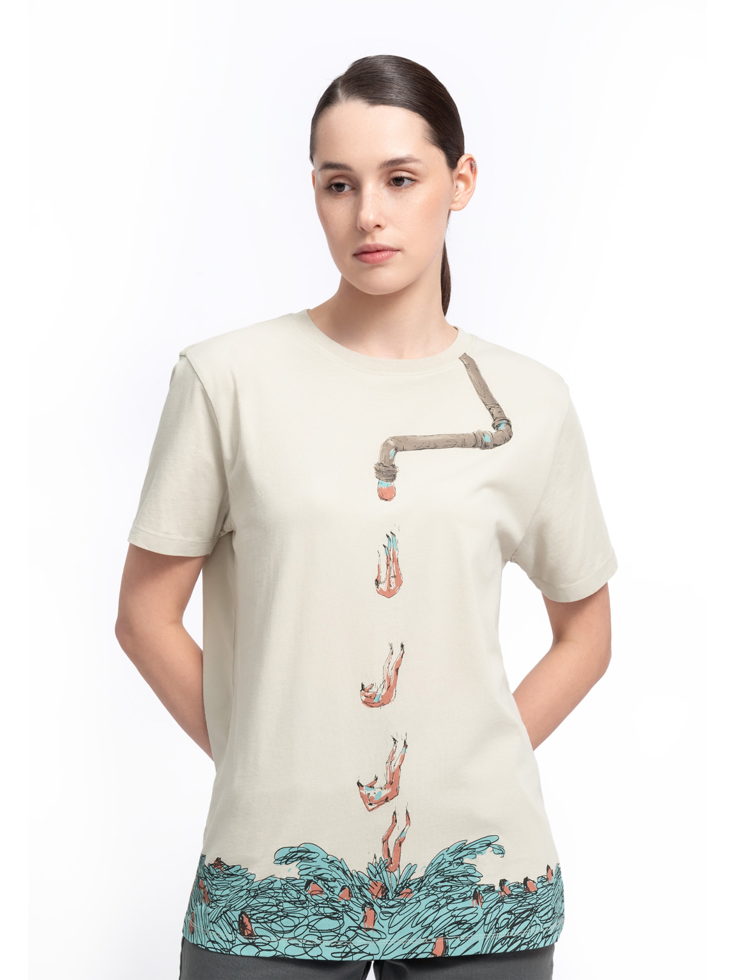 T-Shirt 'Gravity' Kaft en beige
