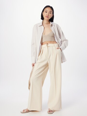 Bardot Wide leg Trousers with creases in Beige