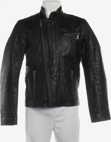 Calvin Klein Lederjacke / Ledermantel M in Schwarz: Vorderseite