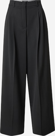 juoda Weekend Max Mara Plačios klešnės Klostuotos kelnės 'DASTA': priekis