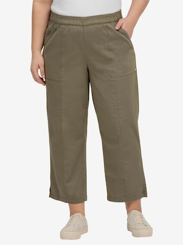SHEEGO Wide leg Pleat-Front Pants in Green: front