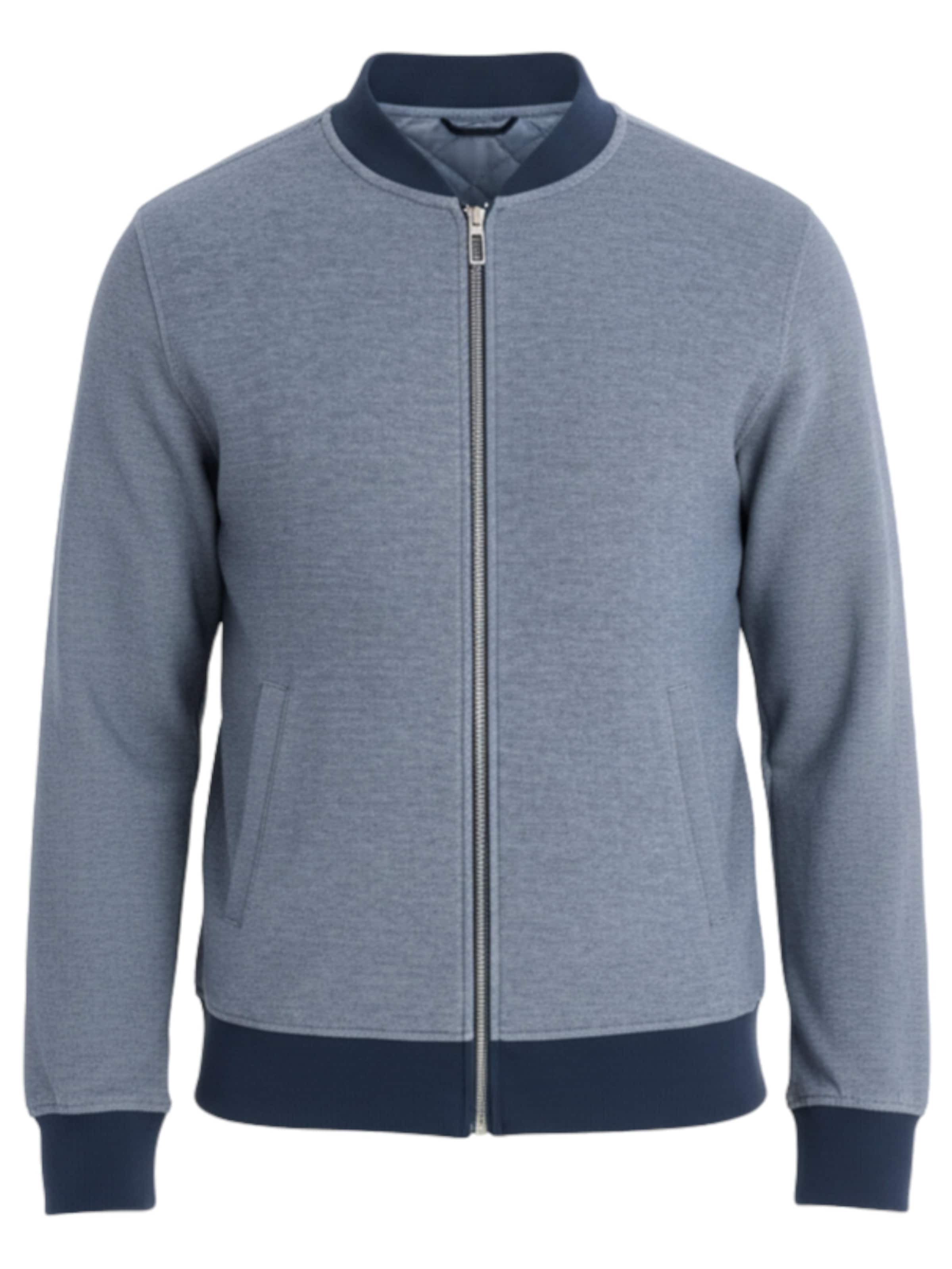 Ombre Sweatvest 'OM-SSZP-0238' in Blauw: voorkant