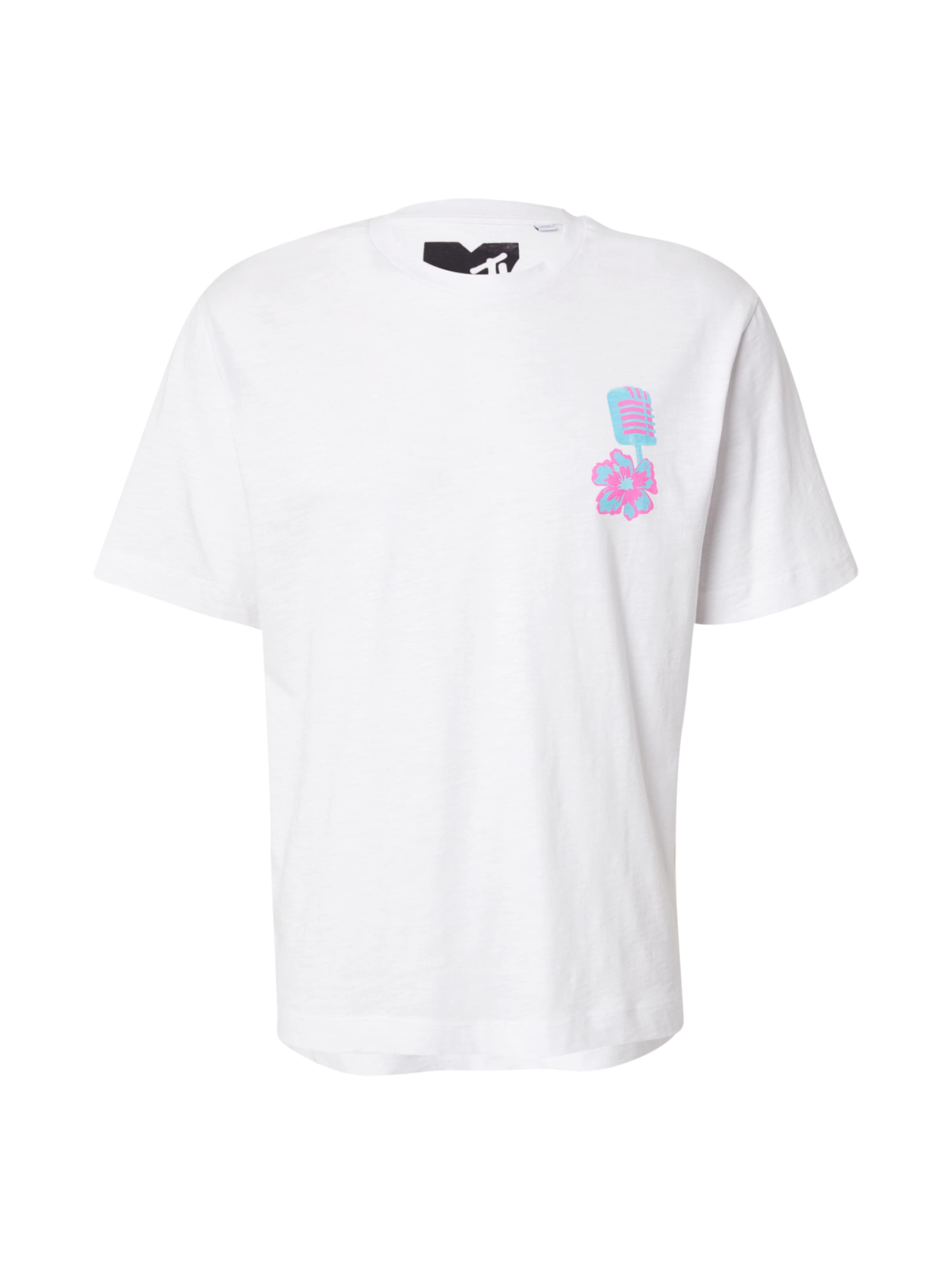 JACK & JONES T-shirt 'JJMTV' i turkos / ljusrosa / vit, Produktvy