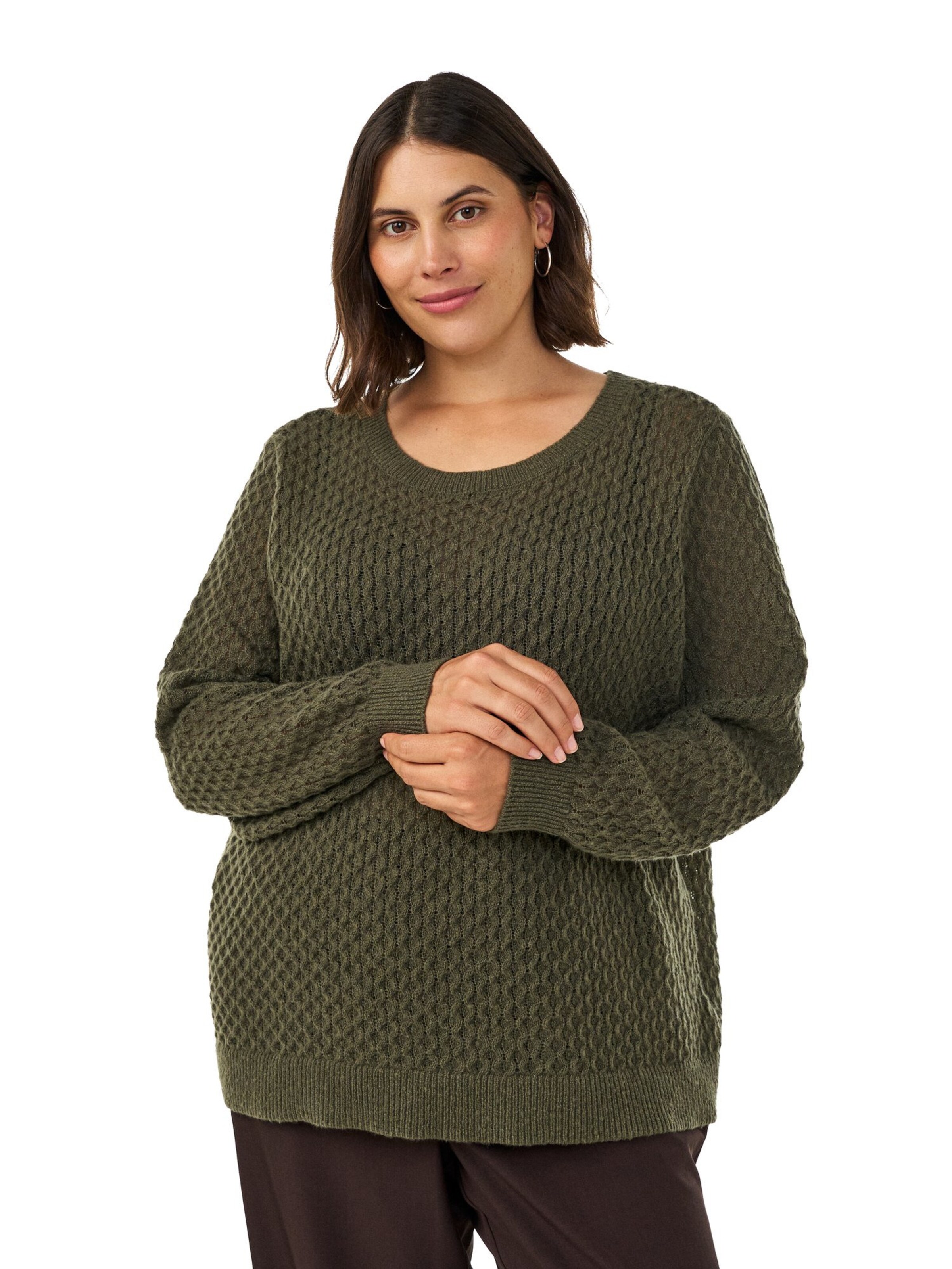 Zizzi Pullover 'Flaya' in Grün: Vorderseite